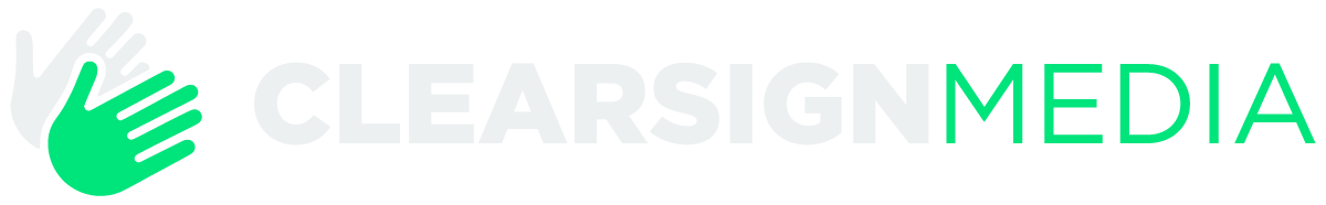 A logo for ClearSign Media, a BSL video production company